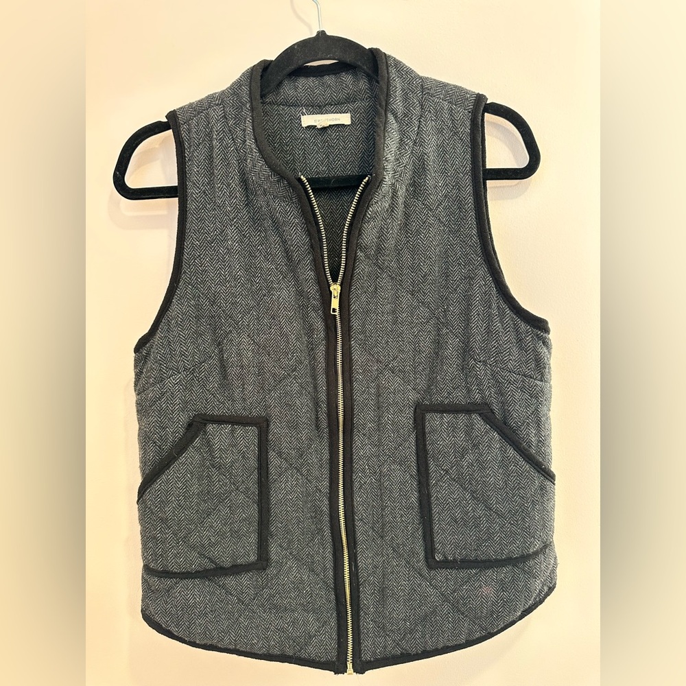 41 Hawthorn Wmn's Medium Full Zip Shara Herringbone Gray/Black Quilted Vest